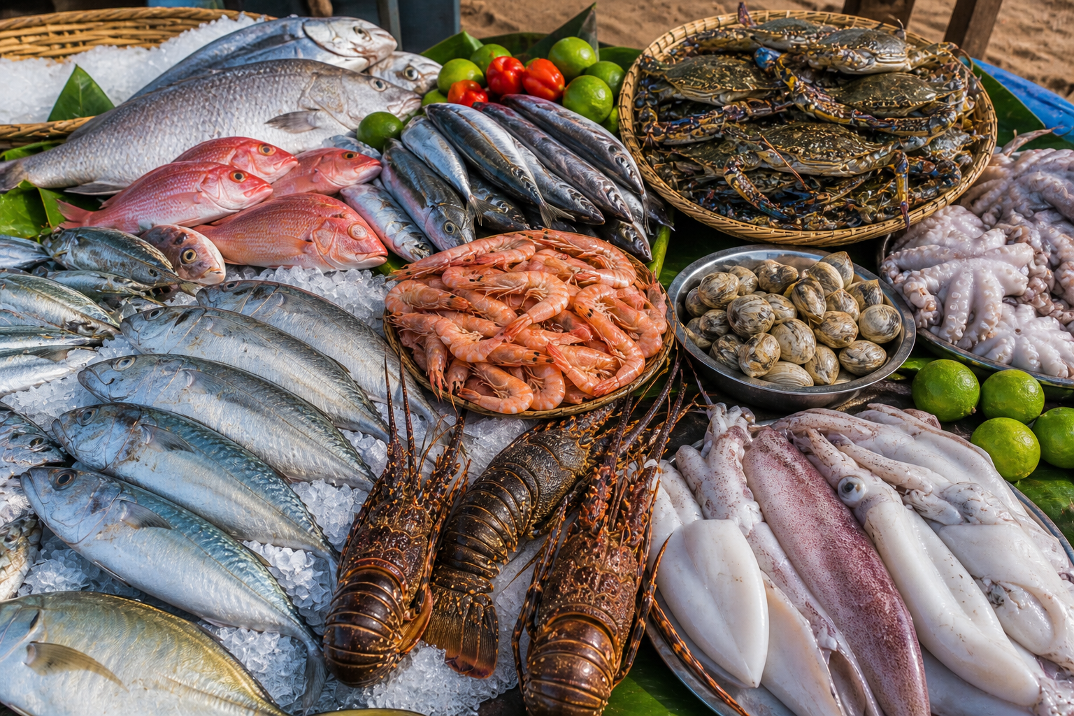 Produits de la mer frais pour navires